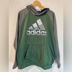 Adidas Size XL Aeroready Game and Go Multisport Logo Hoodie Green Gray